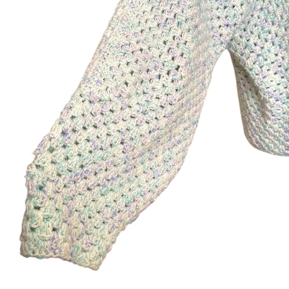 Handmade Vintage Crochet Open Cardigan Blanket Sweater Bohemian Cropped Chunky - Picture 6 of 16